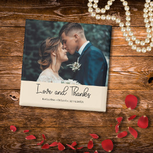 Aimant Photo de mariage élégant Champagne Amour et Merci
