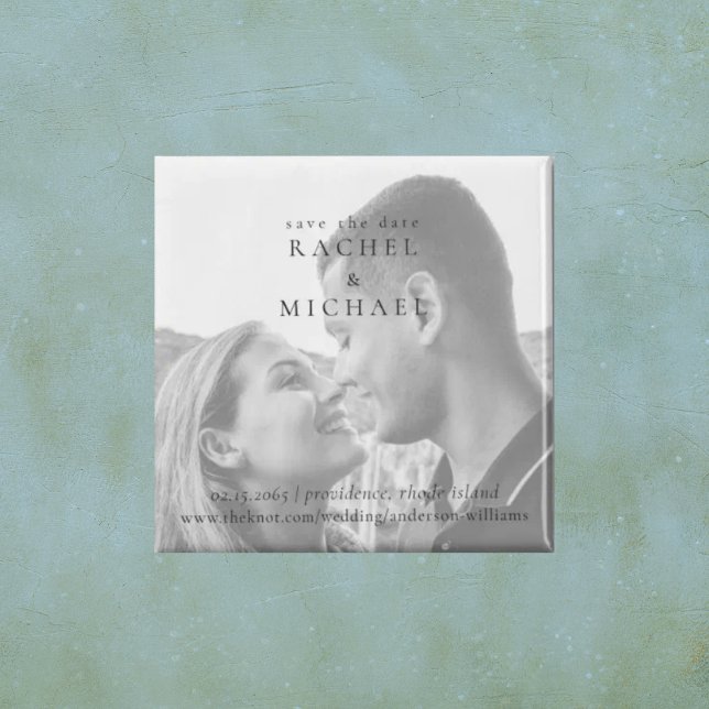 Aimant Photo de mariage noir et blanc Save the Date (Créateur téléchargé)