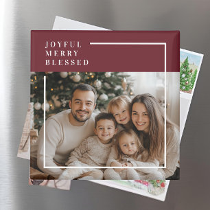 Aimant Photo de Noël personnalisé Joyeux Merry Bénis