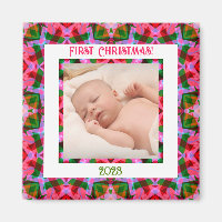 Photo de Noël rose Jolly Festive personnalisée