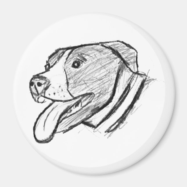 Aimant photo de pitbull dessiné à la main amateur de chie (Devant)