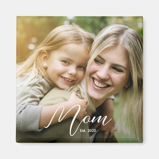 Aimant Photo de script moderne personnalisé pour maman (Devant)