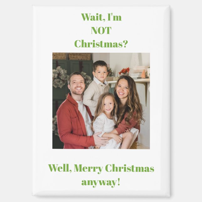 Aimant photo de texte vert pour les fêtes de Noël  (Recto)