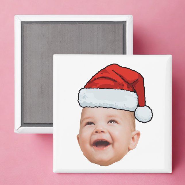 Aimant Photo de visage de bébé personnalisé Noël du Père  (Créateur téléchargé)