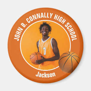 Aimant Photo d'écolier d'un joueur de basket-ball orange