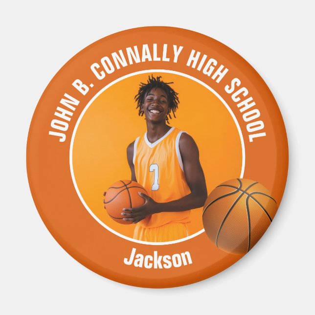 Aimant Photo d'écolier d'un joueur de basket-ball orange (Devant)