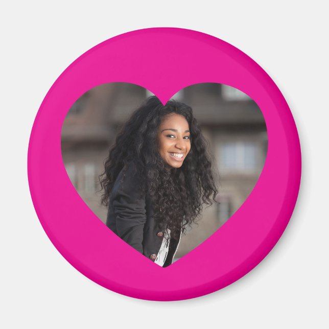 Aimant Photo du cœur rose chaud (Devant)