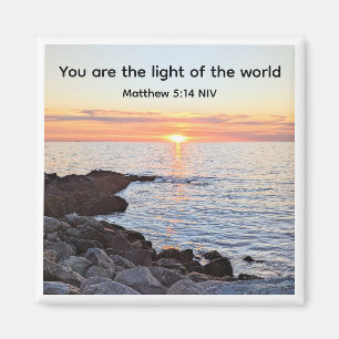 Aimant Photo du coucher du soleil et Ocean Bible Verse Ch