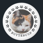 Aimant Photo Empreintes de pattes de chats noirs<br><div class="desc">Empreintes de pattes de chats personnalisées cadre photo de chat animal de compagnie.</div>