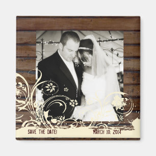 Aimant Photo en bois foncé Enregistrer l'aimant Date