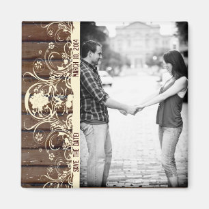 Aimant Photo en bois foncé Enregistrer l'aimant Date