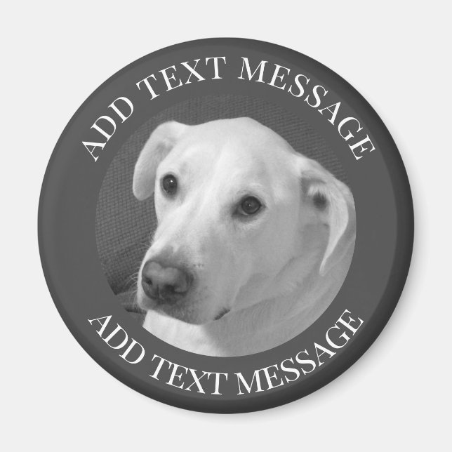 Aimant Photo en noir et blanc d'un beau chien à l'âne (Devant)