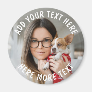 Aimant Photo et texte ou nom personnalisés