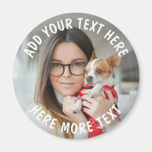 Aimant Photo et texte ou nom personnalisés