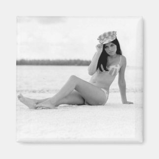 Aimant photo fille à épingle vintage