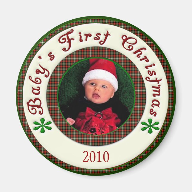 Aimant Photo First Christmas Custom Dated (Devant)