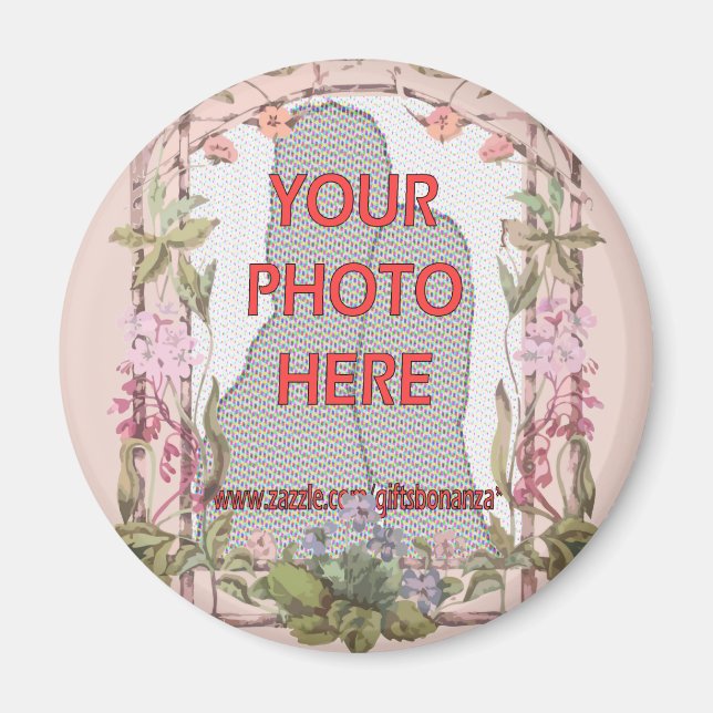 Aimant photo floral personnalisable (Devant)