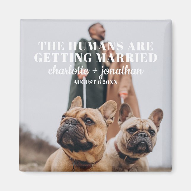 Aimant Photo Funny Chien Enregistrer la date Mariage (Devant)