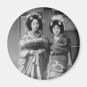 Aimant Photo japonaise vintage de 2 filles de geisha