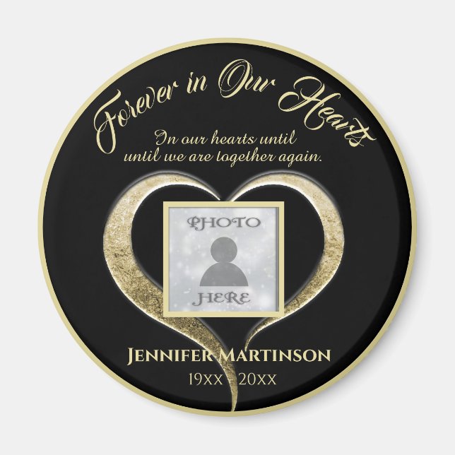 Aimant Photo Mémorial pour toujours dans nos coeurs (Devant)