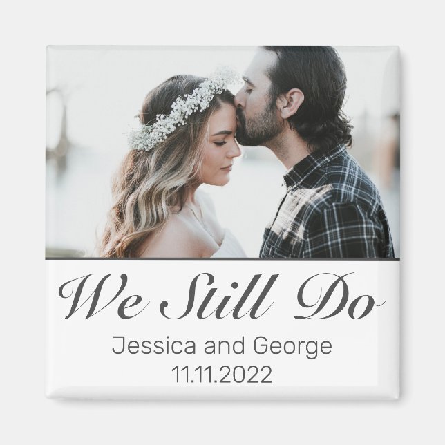 Aimant Photo minimaliste moderne noir blanc Anniversaire (Devant)