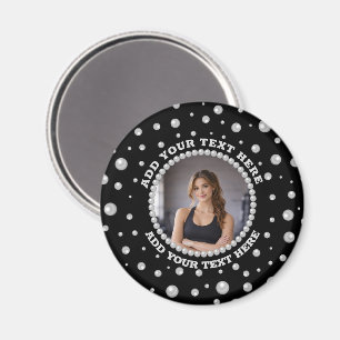 Aimant Photo personnalisé avec cercle de perles sur fond