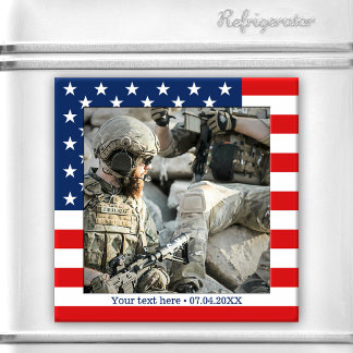 Aimant photo personnalisé avec drapeau américain p
