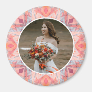 Aimant Photo personnalisé d'anniversaire de mariage rose 