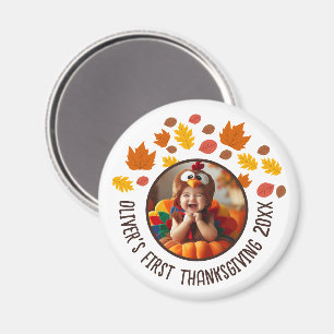 Aimant Photo personnalisée 1st Thanksgiving Fall Gift pou