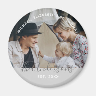 Aimant Photo personnalisée avec nom de famille et année d