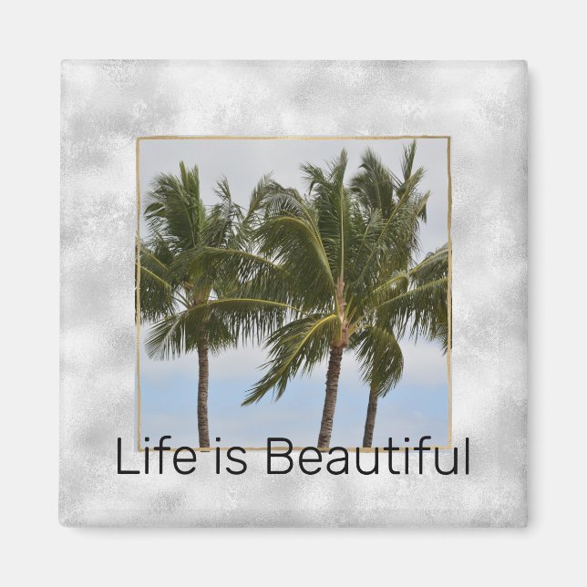 Aimant Photo personnalisée en argent et texte (Devant)