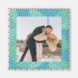 Aimant Photo personnalisée Love fraise