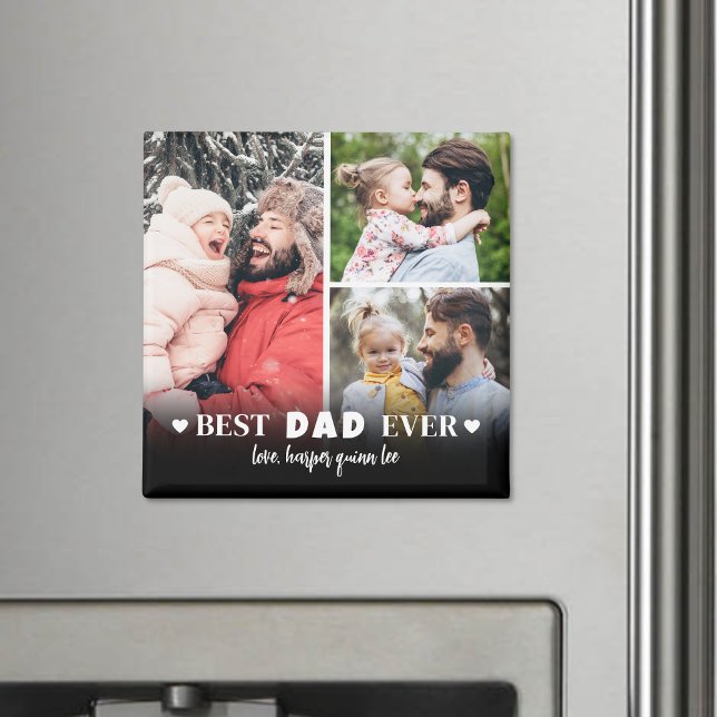 Aimant Photo personnalisée Meilleur papa Père Collage pèr (Personalized Best Dad Photo Collage Father magnet)