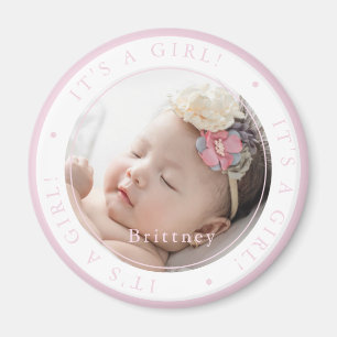 Aimant Photo personnalisée pour la naissance d'une fille 
