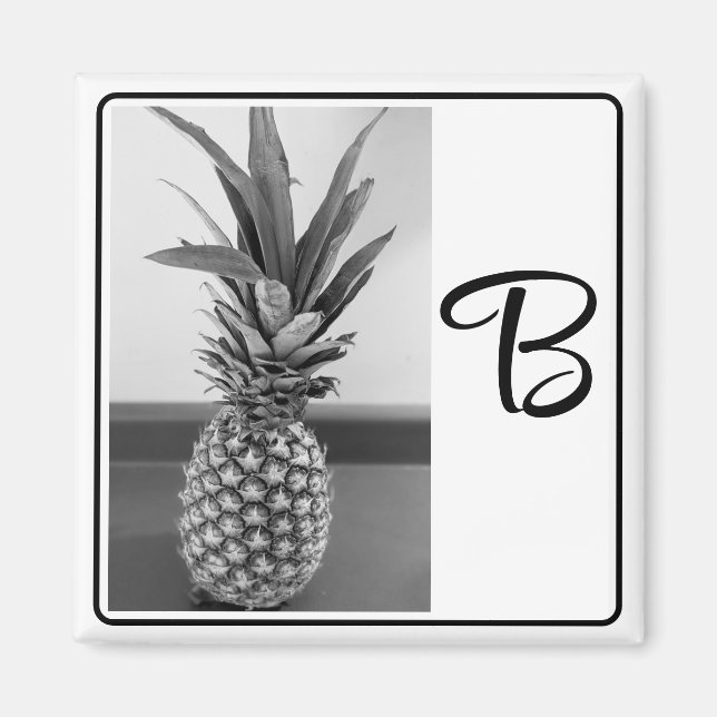 Aimant Photo simple d'un ananas avec une initiale unique (Devant)