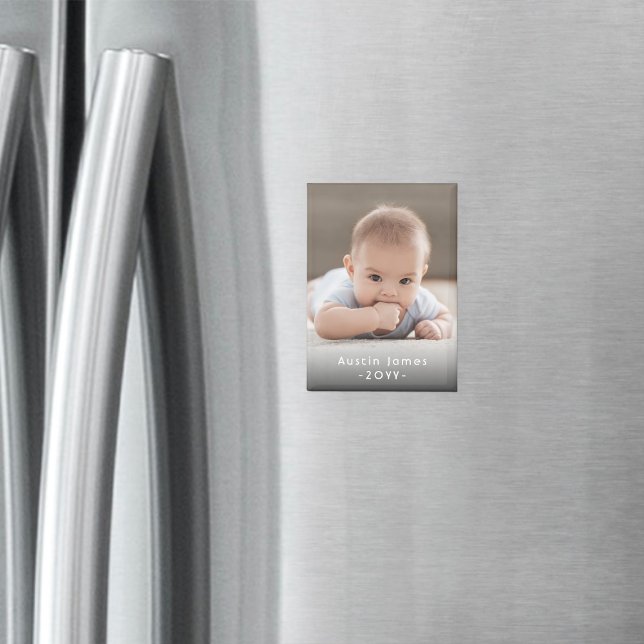 Aimant Photo & Simple Texte Blanc Style Moderne Keepsaké (Créateur téléchargé)