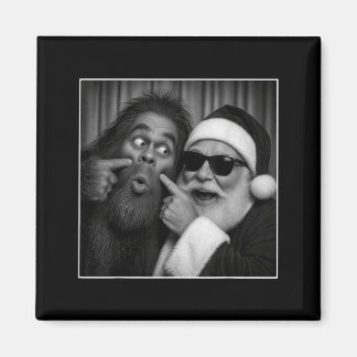 Aimant Photobooth drôle de Bigfoot avec Santa Noël Xmas