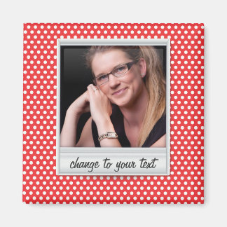 Aimant photoframe sur polkadot blanc et rouge