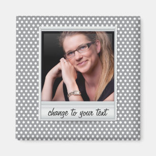 Aimant photoframe sur polkadot blanc & gris