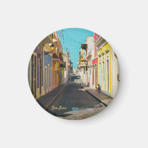 Aimant Photographie de la rue pavée de vieux San Juan