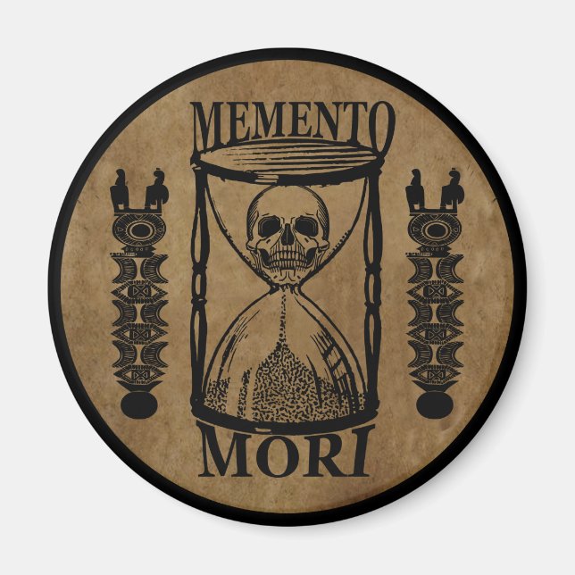 Aimant Phrase latin - Saisir le Jour - Crâne Memento Mori (Devant)
