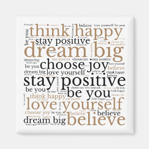 Aimant Phrases Motivantes WordArt Motif Black Gold