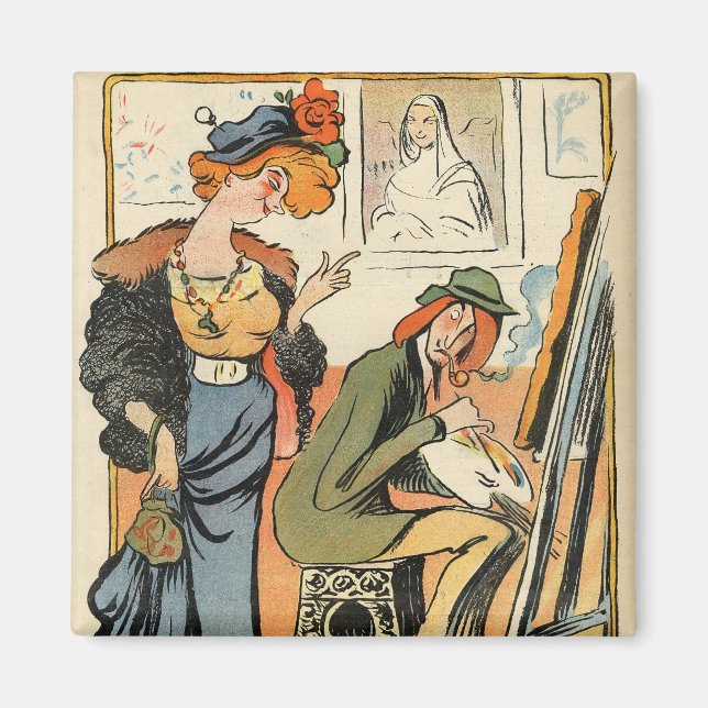 Aimant Phryne : caricature du modèle d'un artiste (Devant)
