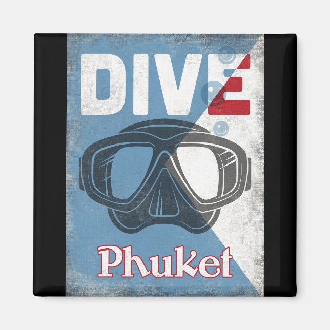 Aimant Phuket Vintage Scuba Diving Mask (Devant)