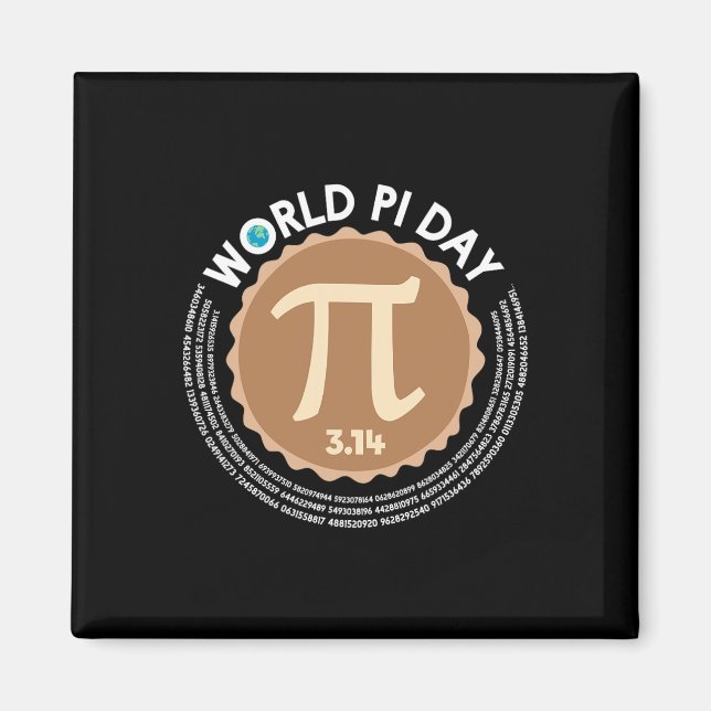 Aimant Pi Day - 3.14 Mars 14 - Math Geometry Nerd - Pie (Devant)