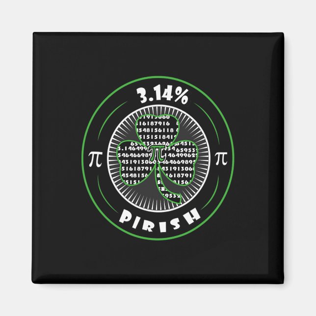 Aimant Pi Day Irlandais Shamrock Clover Pirish Math Lover (Devant)