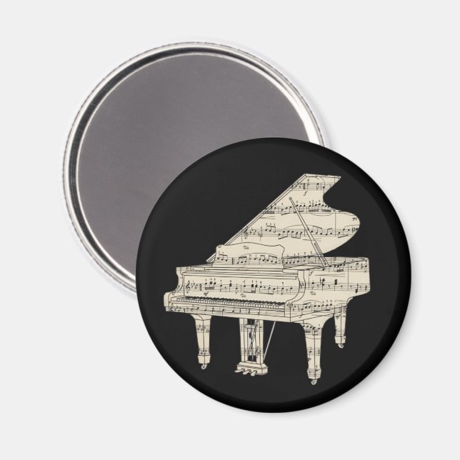 Aimant Piano à queue et notes de musique (Recto/Verso)