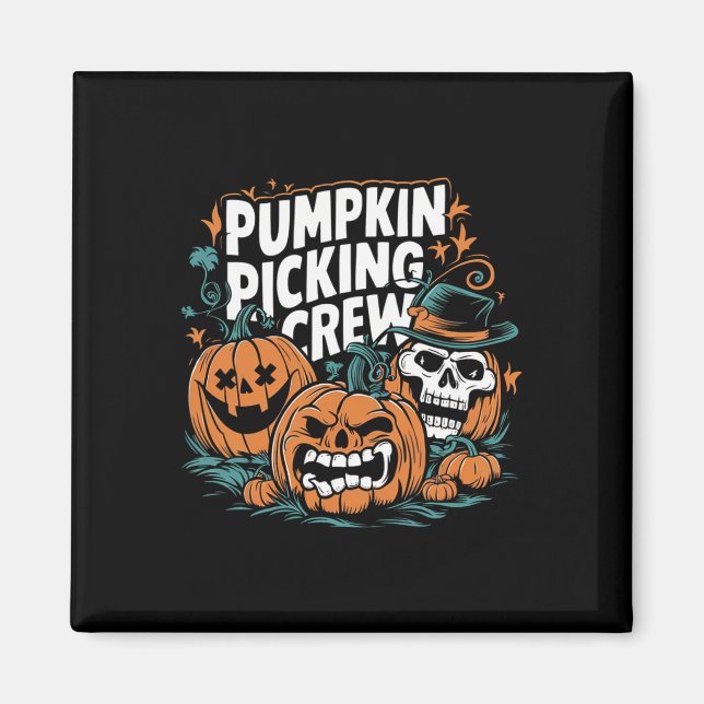 Aimant Picking Crew Funny Citrouille Patch Costume d'Hall (Devant)