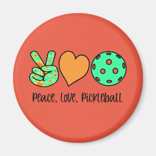 Aimant Pickleball Player Cadeau Paix, Amour, Pickleball