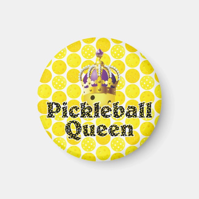 Aimant Pickleball Queen - Pickleball Jaune Porte Couronne (Devant)